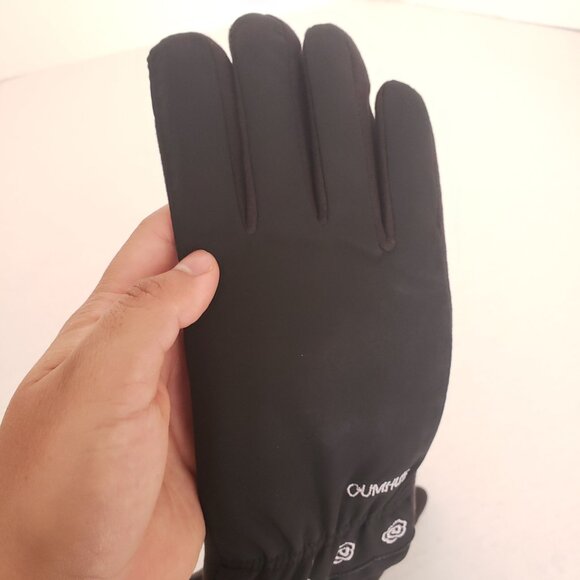 New Oumhue Trend For You Black Flower Warm Girlie Winter Gloves - Picture 2 of 7